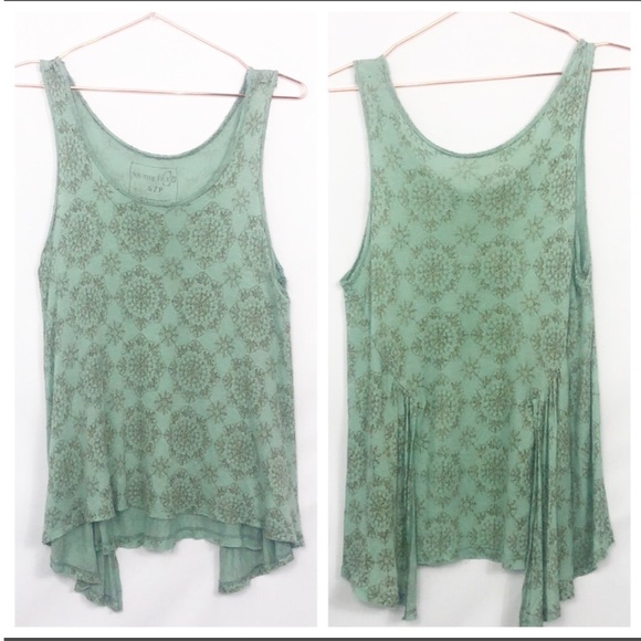Free People Tops - Free People Mint Mandala Tank Side Slit Back